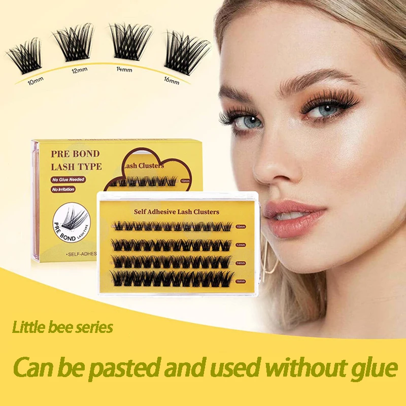 Explosive glue-free false eyelashes DIY segmented eyelashes thick European and American curling self-adhesive eyelashes