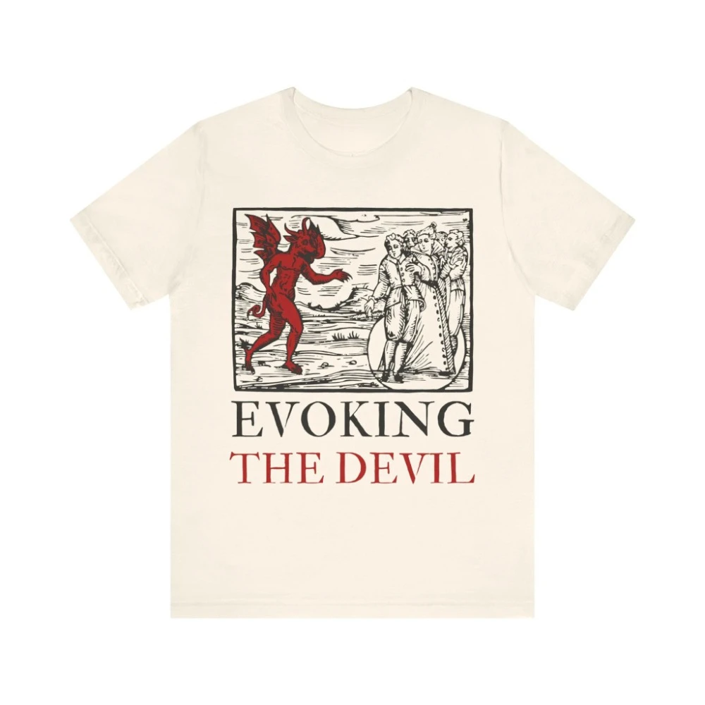 Summon Demons II Mysterious Woodcut Shirt Retro Witchcraft T-shirt Black Magic Gothic Horror T-shirt Unisex Top for All Seasons