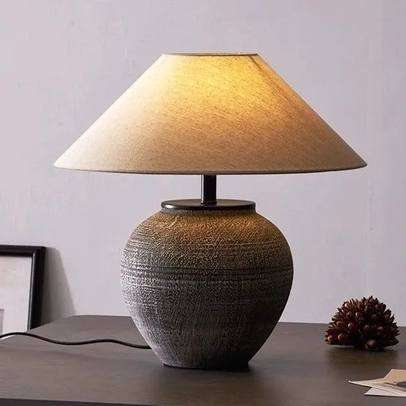 For Handcrafted Ceramic Table Lamp, Wabi-Sabi Bedroom Bedside Decor Light