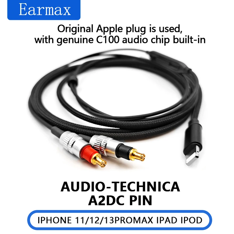 

Lightning Plug Audio-technical ATH-MSR7B SR9 ESW990H ADX5000 A2DC for Apple iPhone 12 13 14 Headphone Cable Remote Microphone