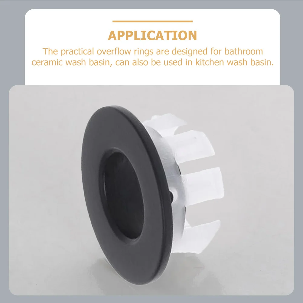 4個のシンクオーバーフローリング 幅広い用途 簡単に滑り込む プロフェッショナルで信頼性の高いバスルーム浴槽オーバーフロー排水カバー