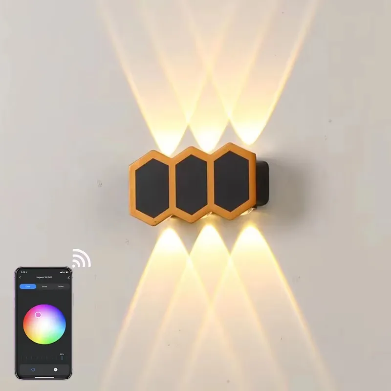 Smart Graffiti App Mobile Control Dimming and Toning Waterproof Outdoor LED Garden Light Aluminum Wall Light