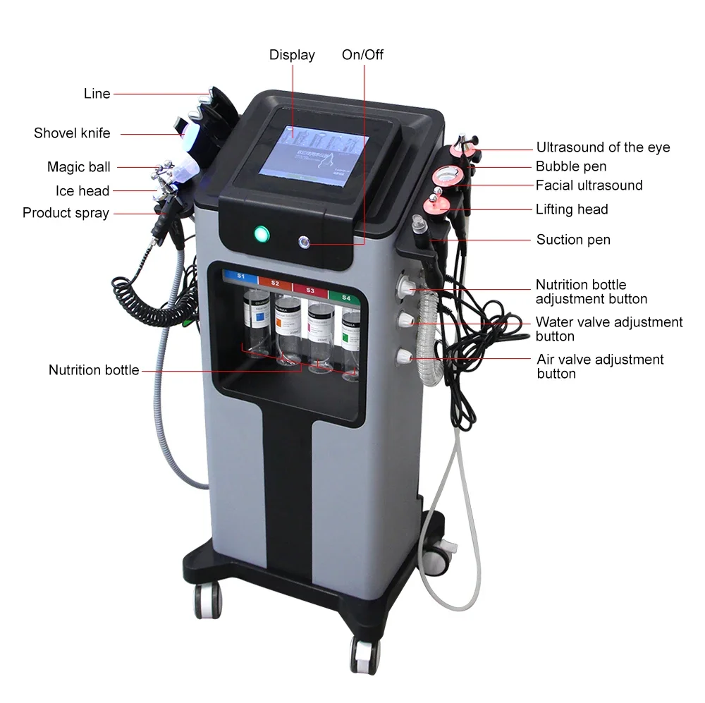 Commercial Grade 10‑in‑1 Hydra Dermabrasion Facial System Multifunctional Touch Screen Vertical Beauty Machine for Beauty Salon Spa Clinic Skin Care Business