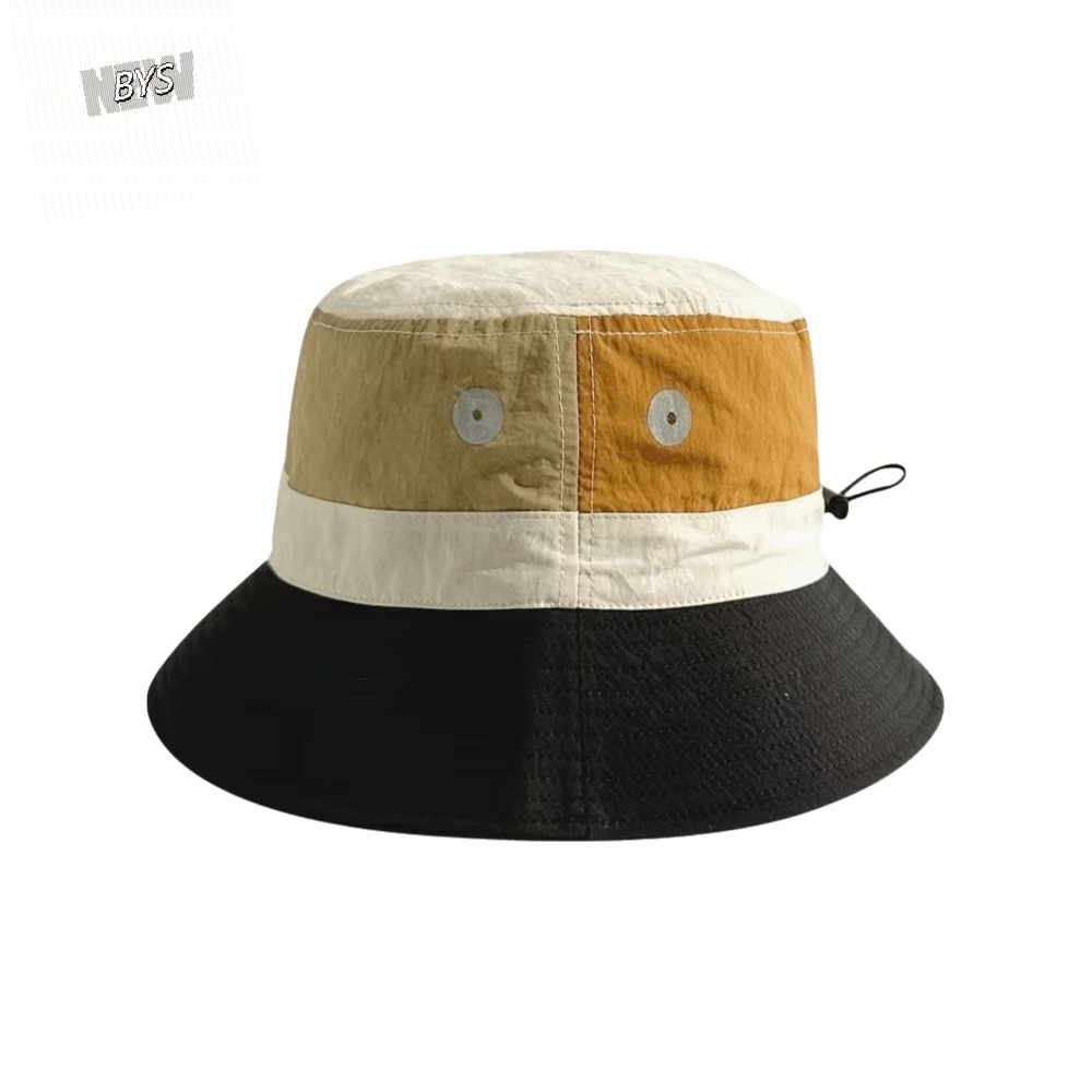 

Fashion Breathable Quick-Dry Bucket Hat Folding Light Thin Fisherman Hat Patchwork Anti-UV Sun Protection Cap Outdoor