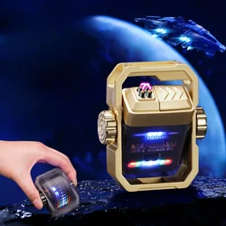 2024Electric Pulse Double Arc Lighters Type-C Fast Charging Lighter Outdoor Windproof Lighters Mecha Spinning Gyro Creative Gift