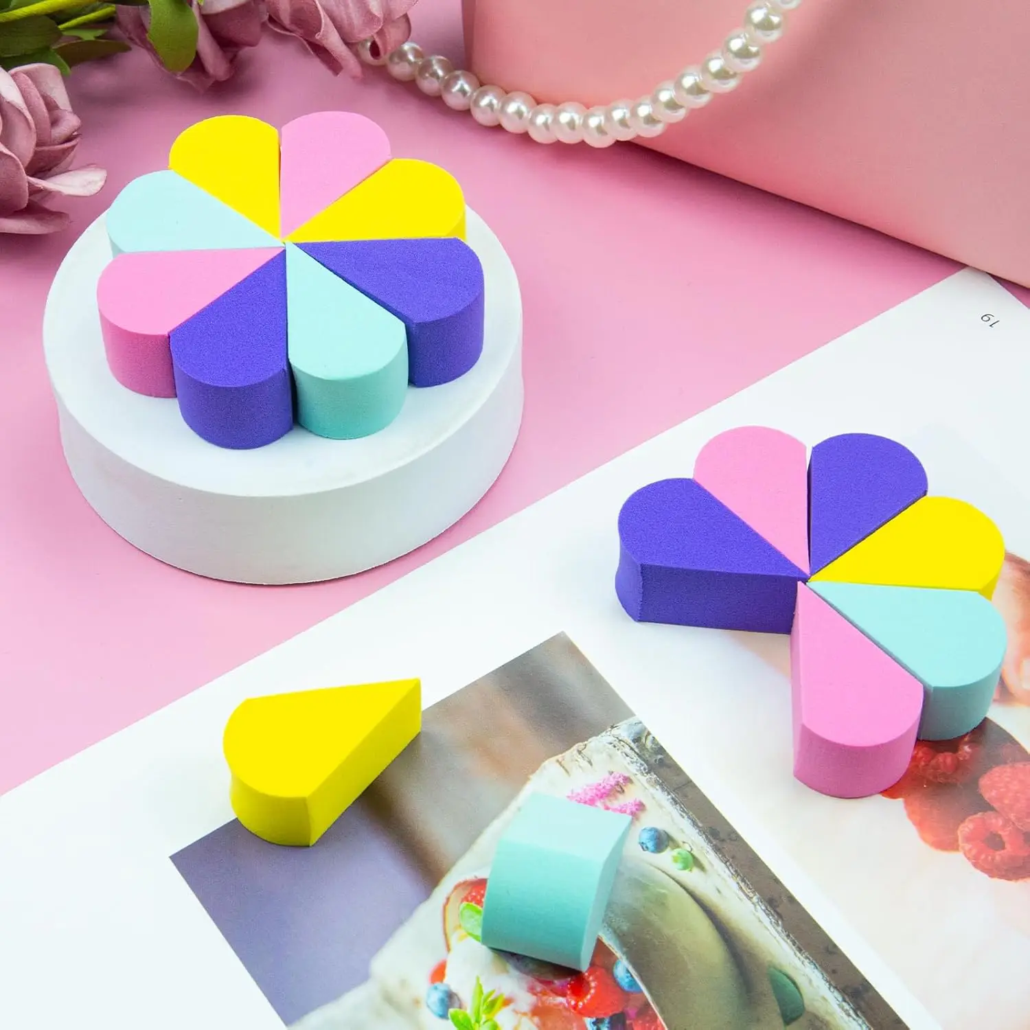 Set di spugne per trucco da 16 pezzi: frullatori di bellezza senza lattice per fondotinta e polvere, strumenti cosmetici multiforma