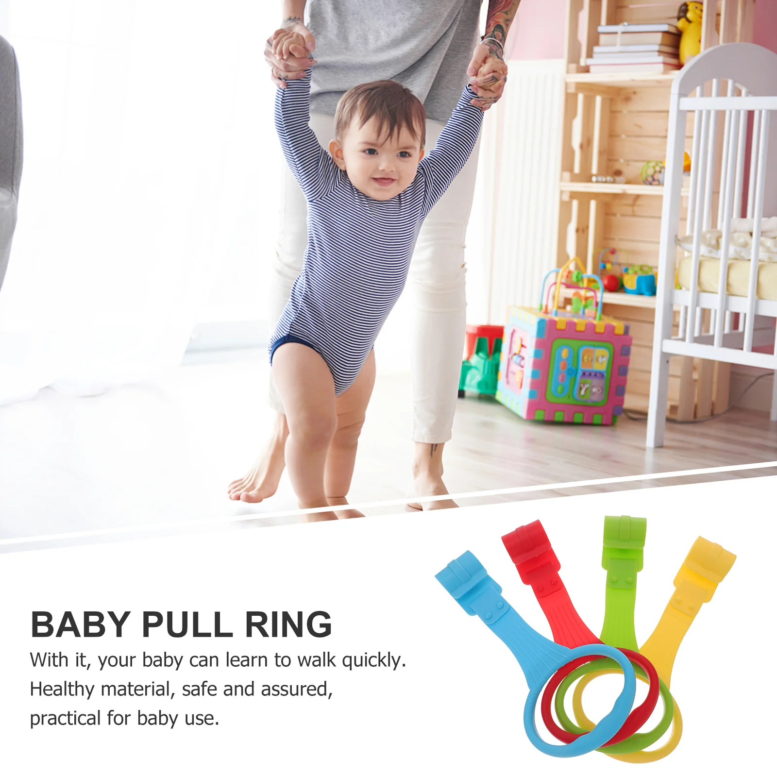 4 قطعة حلقات سحب واقفة للأطفال بألوان زاهية سهلة التركيب لسرير الأطفال وحلقة تعليق محمولة لإمدادات الرضع