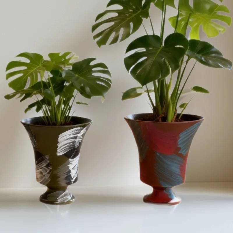 Ceramic flowerpot turtle backed bamboo potted plant home flower arrangement decoration office desk green plant flowerpot
