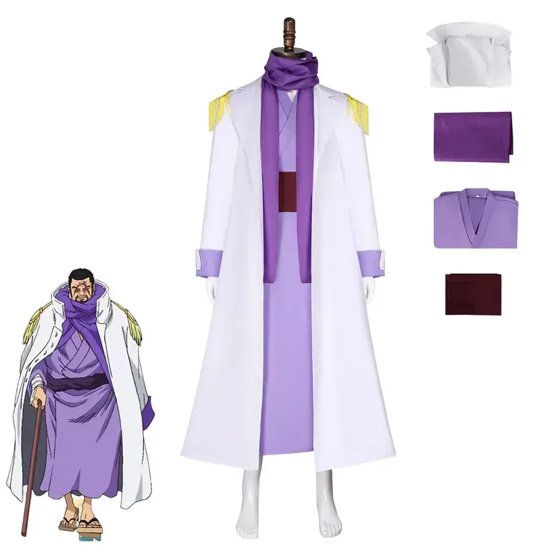 

Anime General Issho Cosplay Costume Fujitora Admiral Marine Trench Japanese Purple Kimono Cloak Man Halloween Carnival Suitx;8's