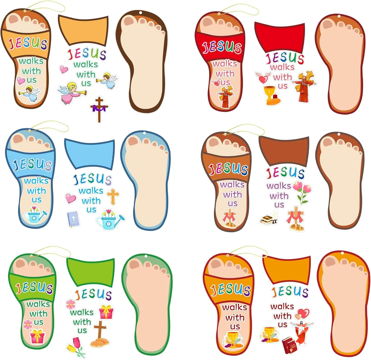 

36 религиозных поделки из Библии для детей Иисус ходить с нами Иисус Сандалии ремесленные карты для детей - DIY Sunday School Sticker Activit