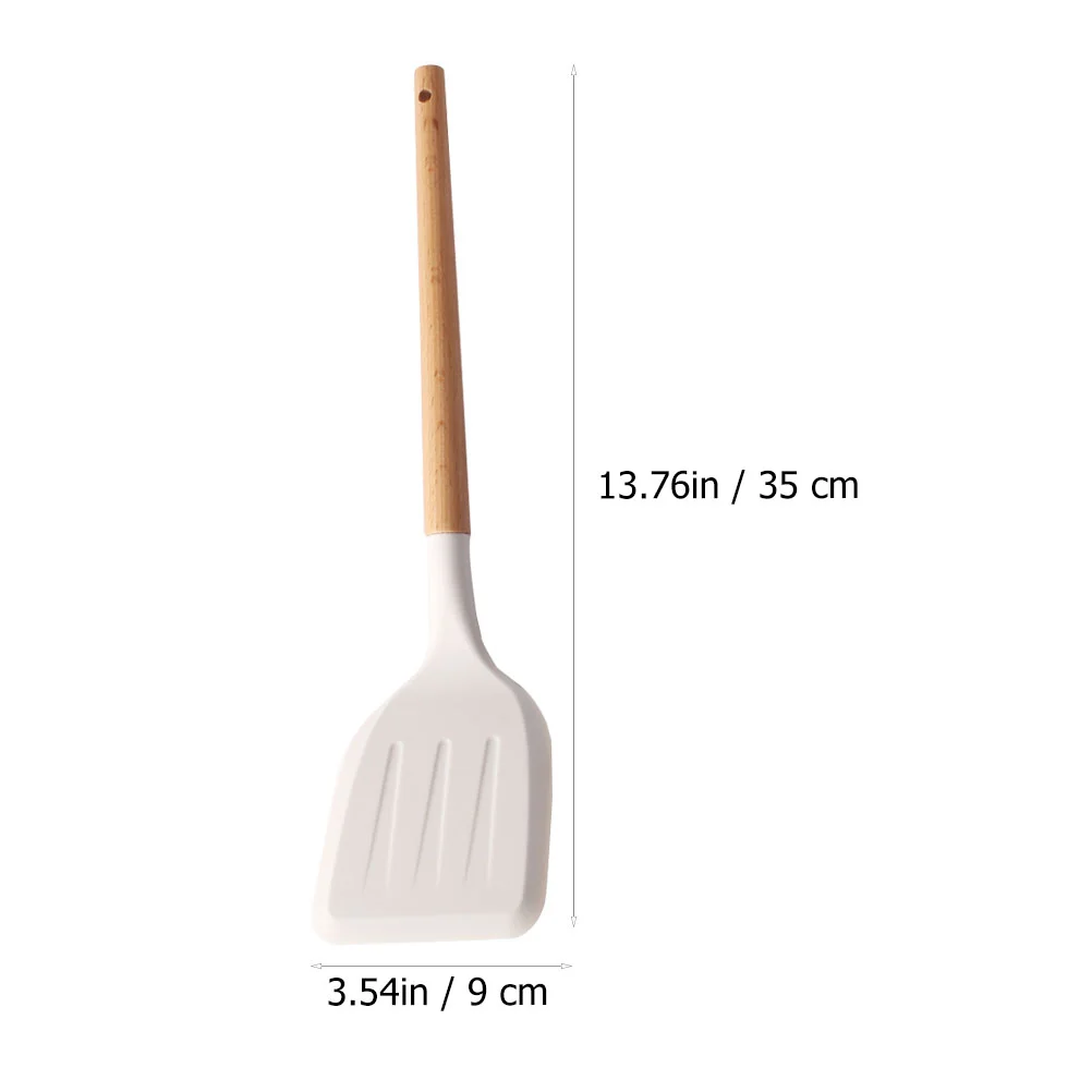 Spatula Silicone Cooking Pans Nonstick Wooden Handle Kitchen Utensil Wok Non-stick Silica Gel Scraper Tool