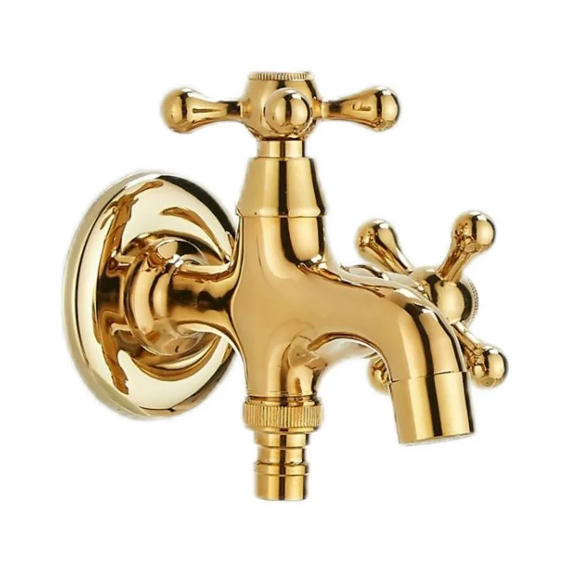 Gold Washer Faucets In-wall Copper Faucet Valve Core Washing Machine Faucet 1/2