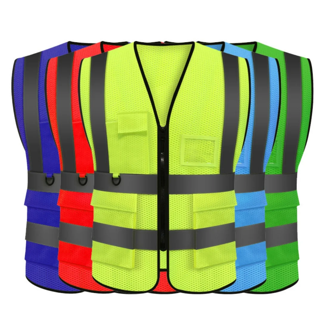 New Nighttime Traffic Environment Hygiene Garden Architecture Multi Pocket Anti static Grid Reflective Vest