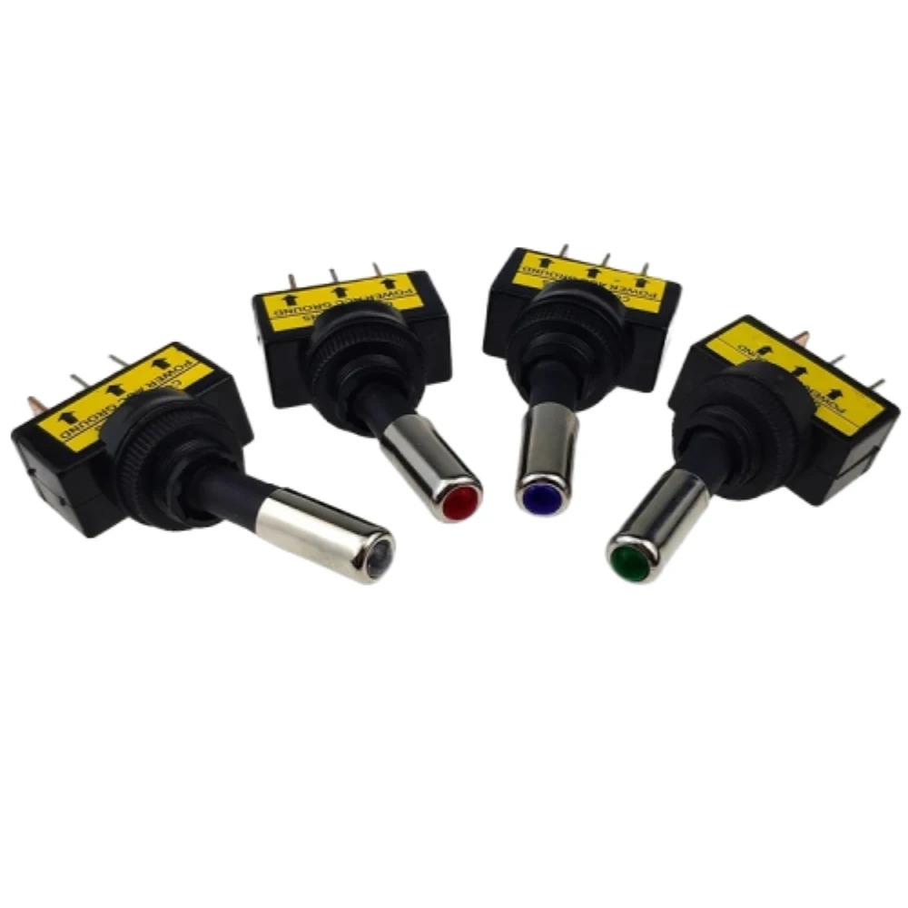 자동차 토글 스위치 ASW-15D 12mm LED 조명 표시기, SPST 2 위치 3 핀 ON OFF DC 12V 자동 잠금 스위치, 5 개