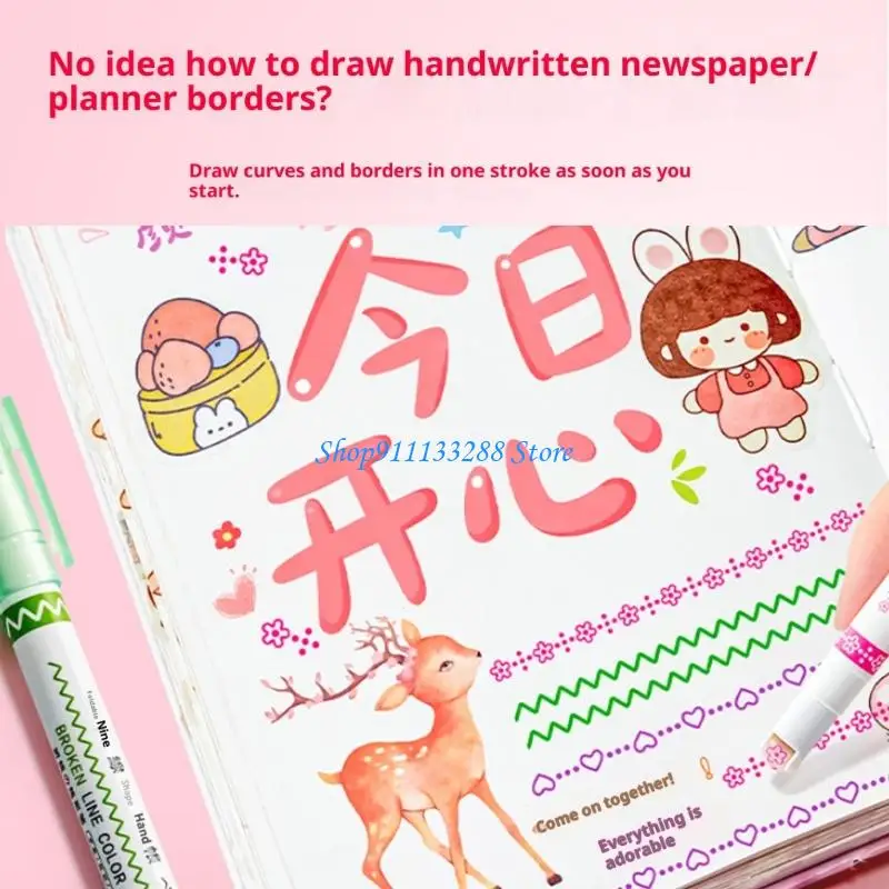 

G88D 6 шт., ручки-маркеры с декоративными кривыми для творческих заметок, художественных проектов