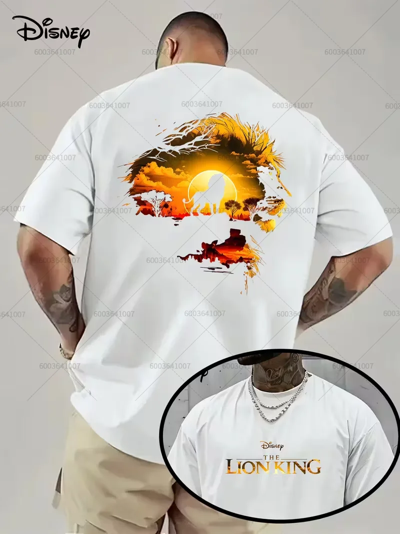 

Disney Lion King Simba Mufasa Men's T-Shirt Print Summer Cotton Women Tee Streetwear Casual Oversize Short Sleeve Classic O-Neck