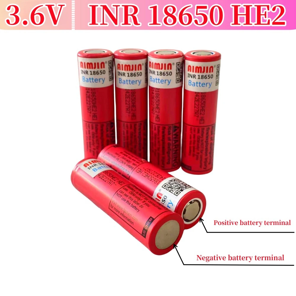 100% Original 18650 HE2 3.6V Battery 2500mAh 20A Rechargeable Battery HE2 18650 Battery Power Tools+charger