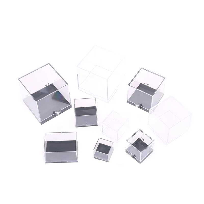 1Pc Mini Square Cube Acrylic Case Rough Mineral Standard Storage Boxes Lids Gemstone Display Coin Clear Container Specimen