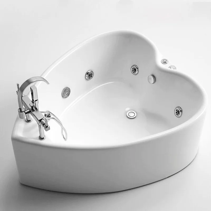 

Acrylic Heart-shaped Bathtub Surf Massage White Pink Internet Celebrity Double Couple Bath Pool