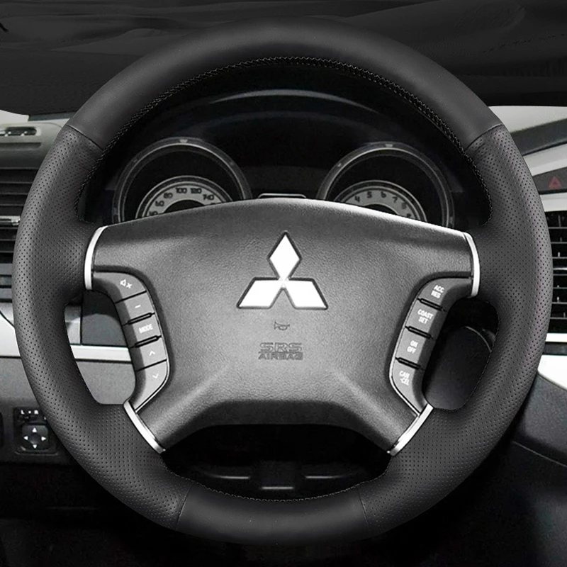 Custom Car Steering Wheel Braid Cover Genuine Leather 100% Fit For Mitsubishi Pajero 2007-2014 Galant 2008-2012 Car Accessories