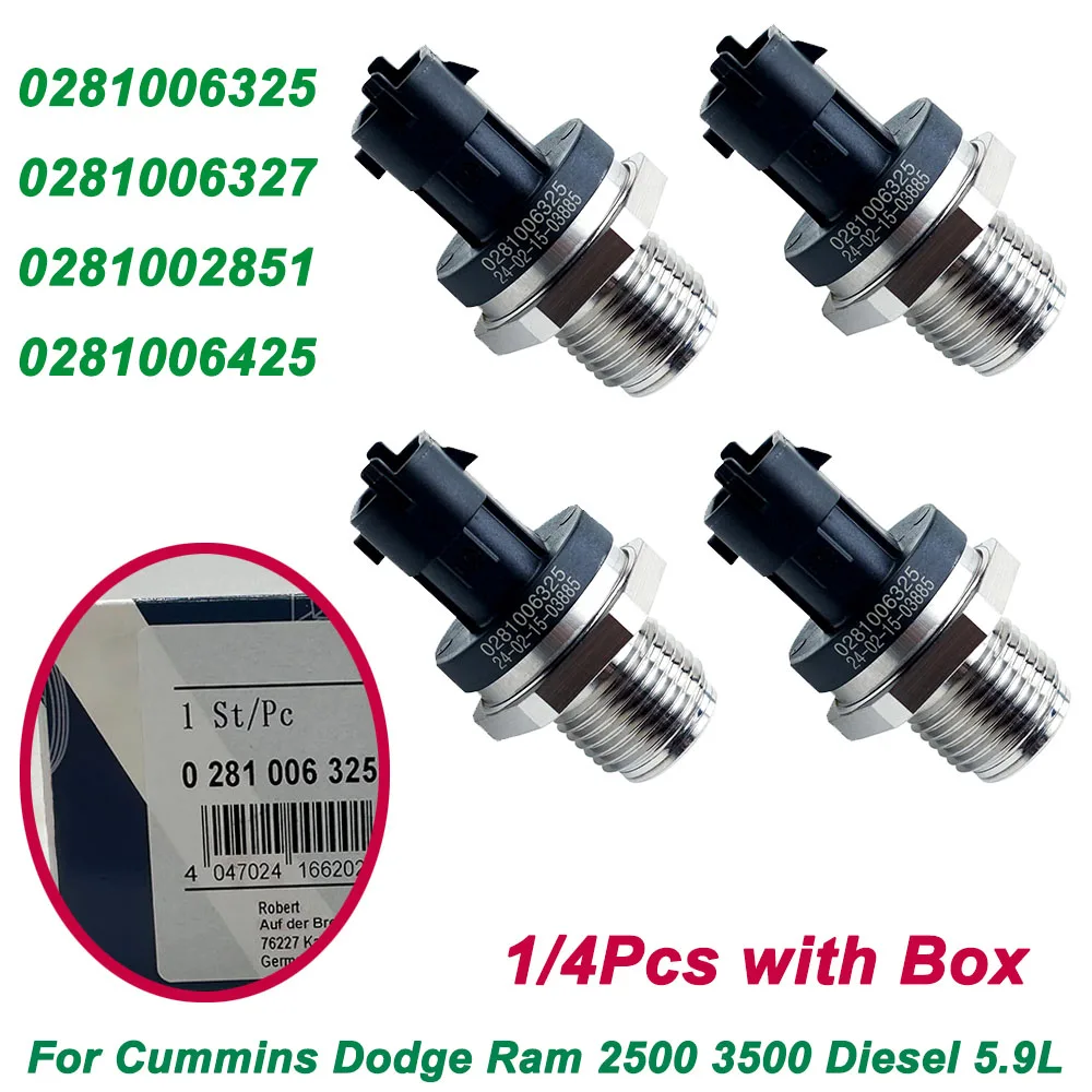 

High Quality 1/4Pcs 0281006325 0281006327 Fuel Rail Pressure Sensor For C-ummins For D-odge RAM 0281002851 0281006112