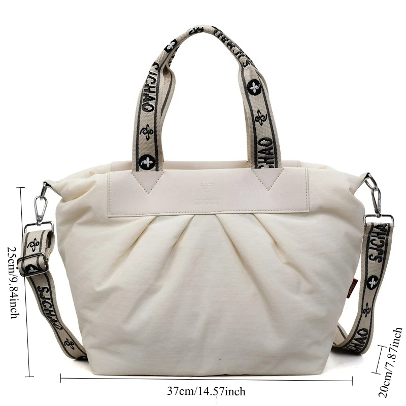 موضة جديدة سعة كبيرة النايلون حقائب بيد علوية المرأة بسيطة الترفيه حقائب كتف مريحة ومتعددة الاستخدامات الملمس حقيبة المدرب