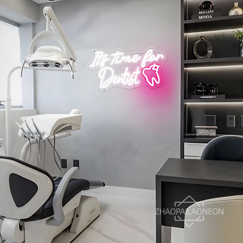 It's time for dentist Neon Sign Dentist's Office Wall Room Beauty Solon Decor LED Neon Light USB Dental Clinic Decoration Signs