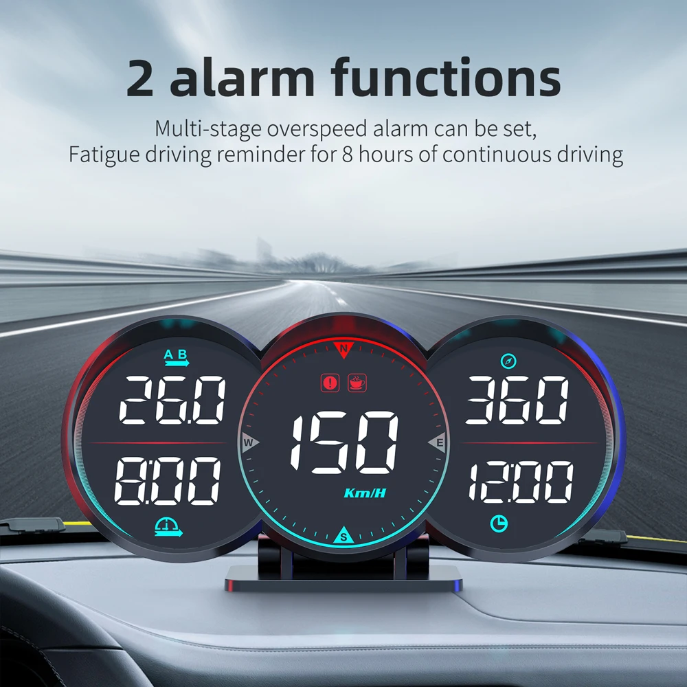 Hud Head Up Display Car Accessories Novelty Auto Digital GPS Speedometer Odometer Overspeed Alarm Fatigue Driving Electronics