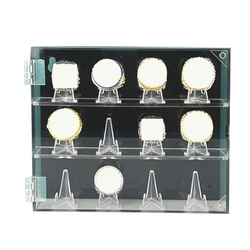 D0AD Clear Acrylics Rings Display Box for Championship Rings Wall Mounted Box for Sports Collectibles Easy Installation