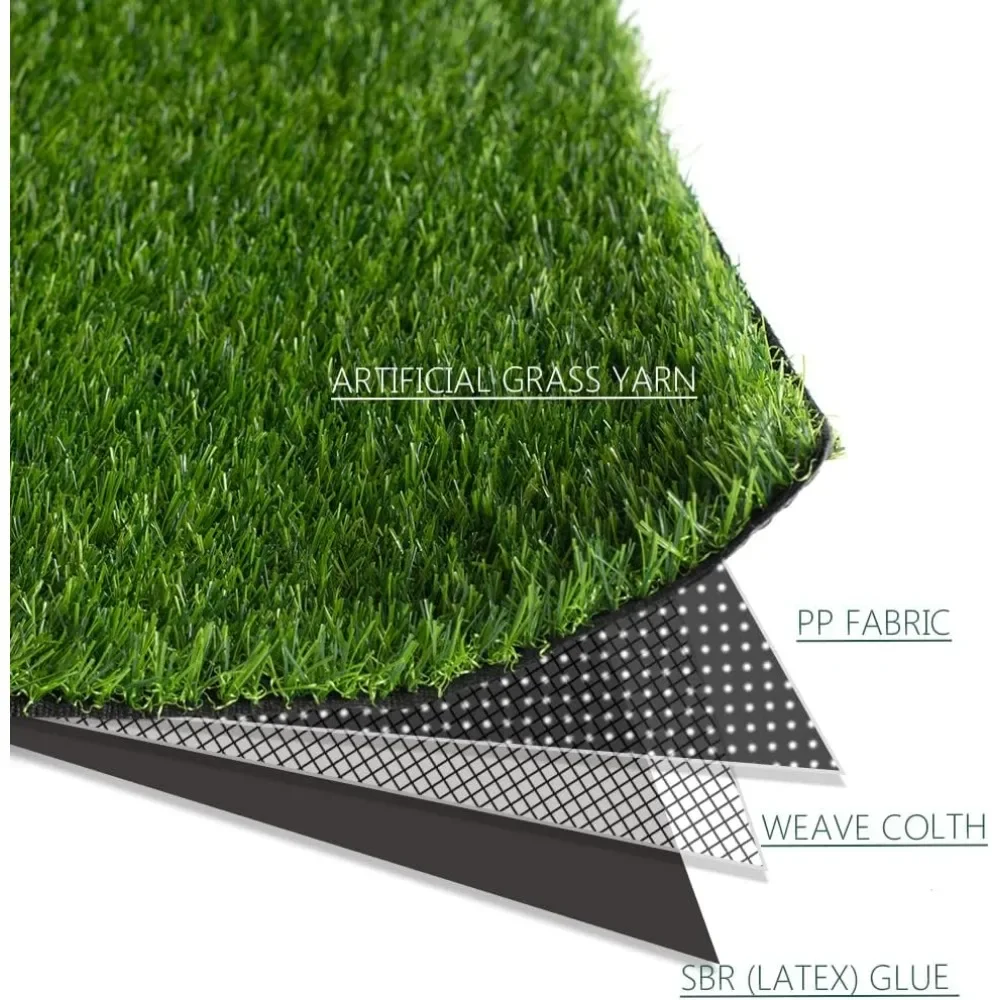 Thick Realistic Artificial Grass Astroturf, 0.7" Height Realistic Synthetic Grass 7FTX12FT, Drainage Holes for Garden Backyard