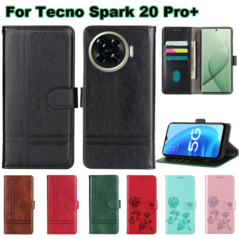 Book Wallet Case for Tecno Spark 20 Pro+ Phone Cover Leather Capa For fundas de teléfono Tecno Spark 20 Pro Plus KJ7 Coque 6.78