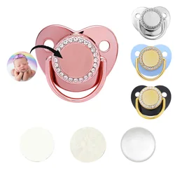 Newborn Blank Baby Pacifier Rhinestone Silicone Infant Teethers Baby Shower Gifts BPA Free Baby Soother Dummy for 0-24M