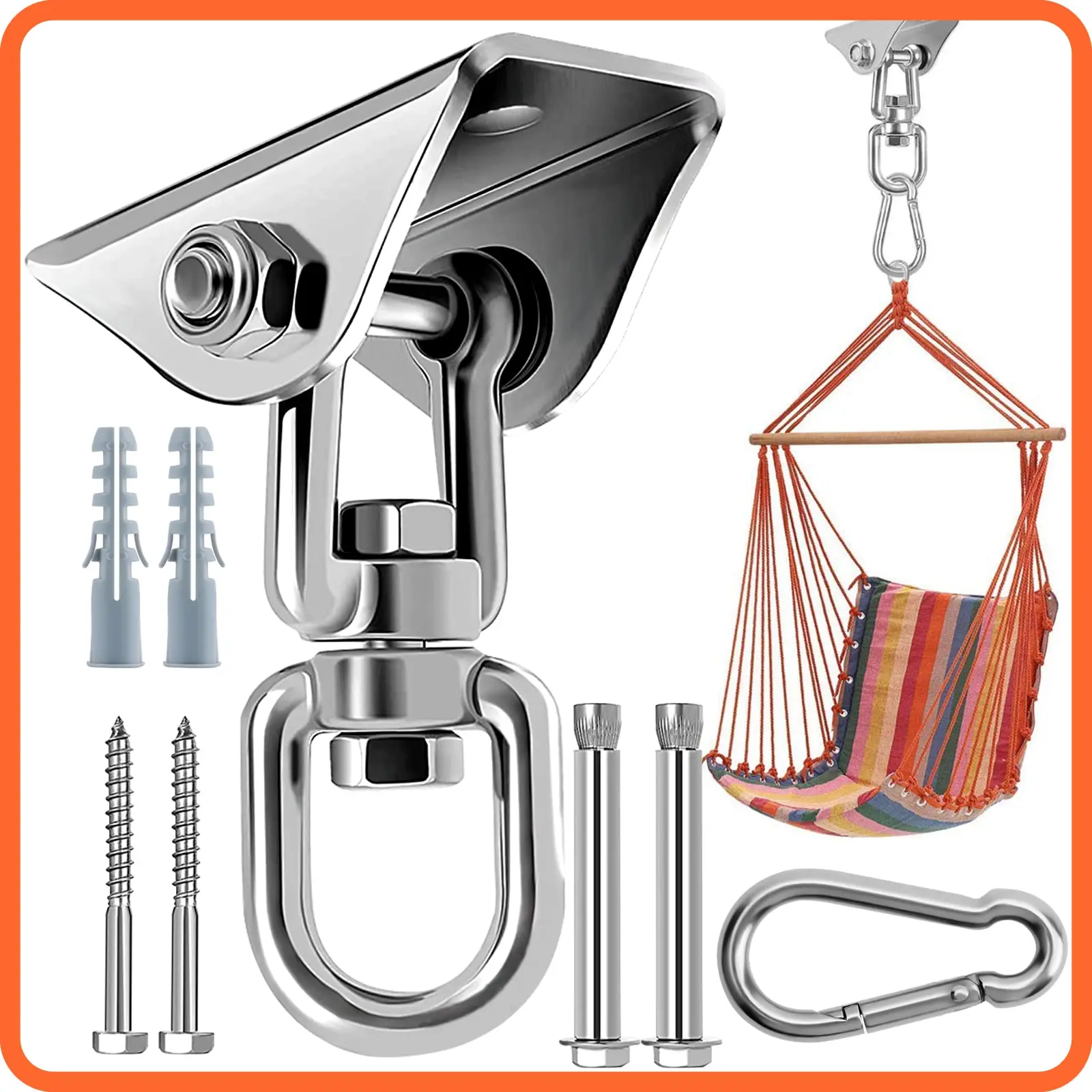 

Heavy Duty Swing Hangers 360°Rotate Heavy Duty Hooks for Hanging 304 Stainless Steel Swivel Hammock Hooks Swing Hook for Ceiling