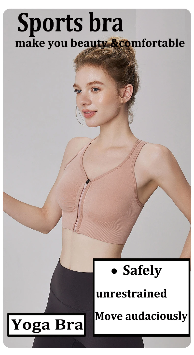 CZGUKE Damen Sport-BH mit Reißverschluss, Plus Size, stoßfester BH, Damen Yoga-Lauf-Fitness-BH, Damen-Unterwäsche – Detail 10