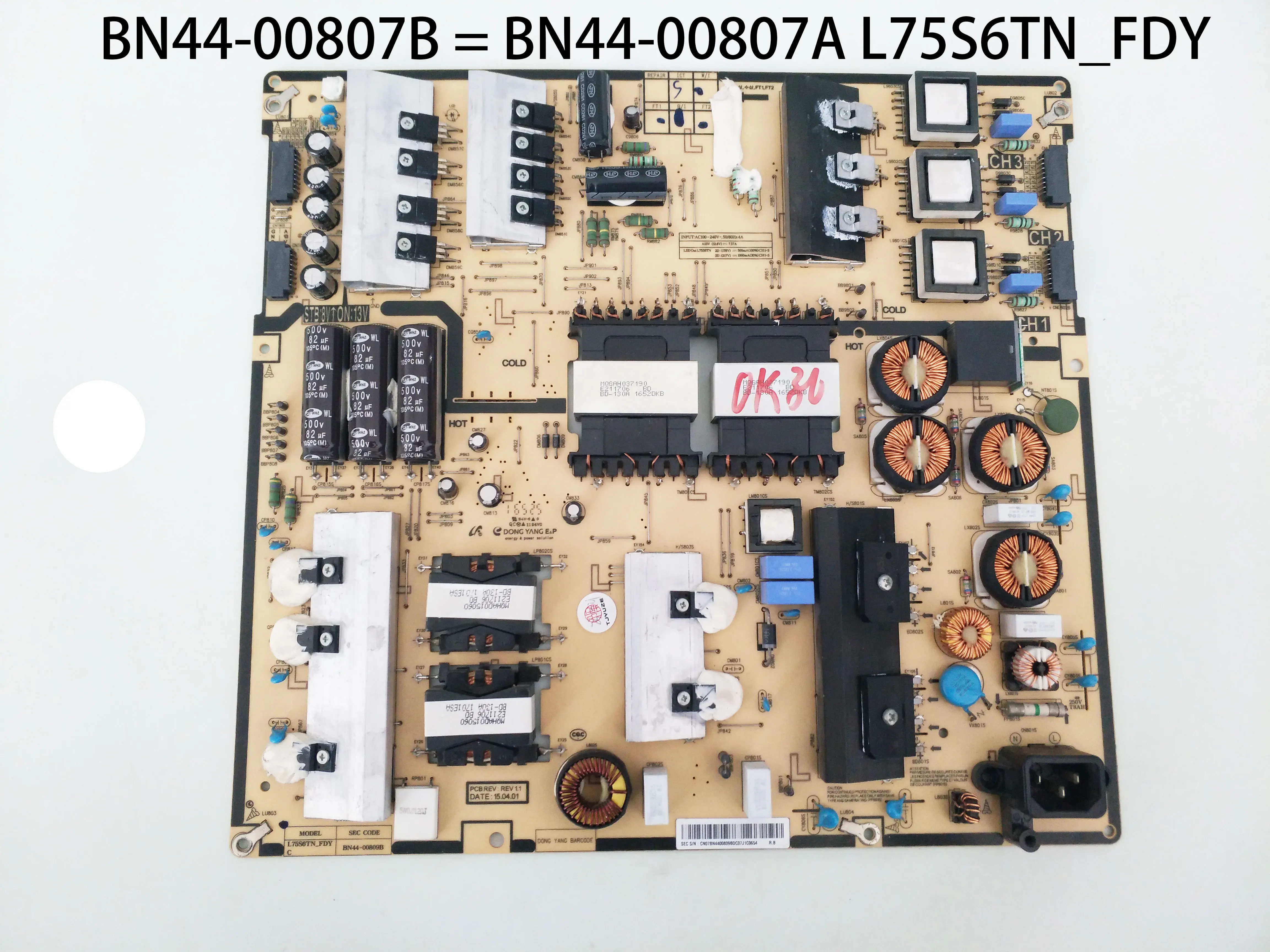 Power Supply Board BN44-00809B = BN44-00809A L75S6TN_FDY is for UA75MU6300 UA75MU6310JXXZ UN75JU6500F UN75JU650DFXZA UE75MU6100K