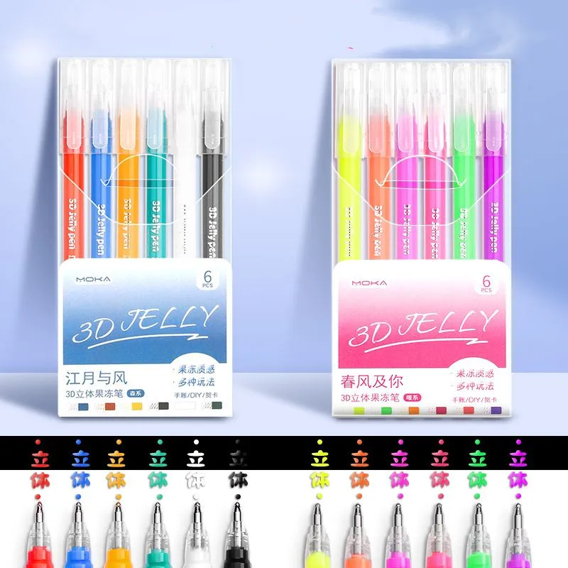 Fun stress relief Jelly pen 3D highlighter journal pen student color scraper special pen marker pen fluorescent nail drawing pen