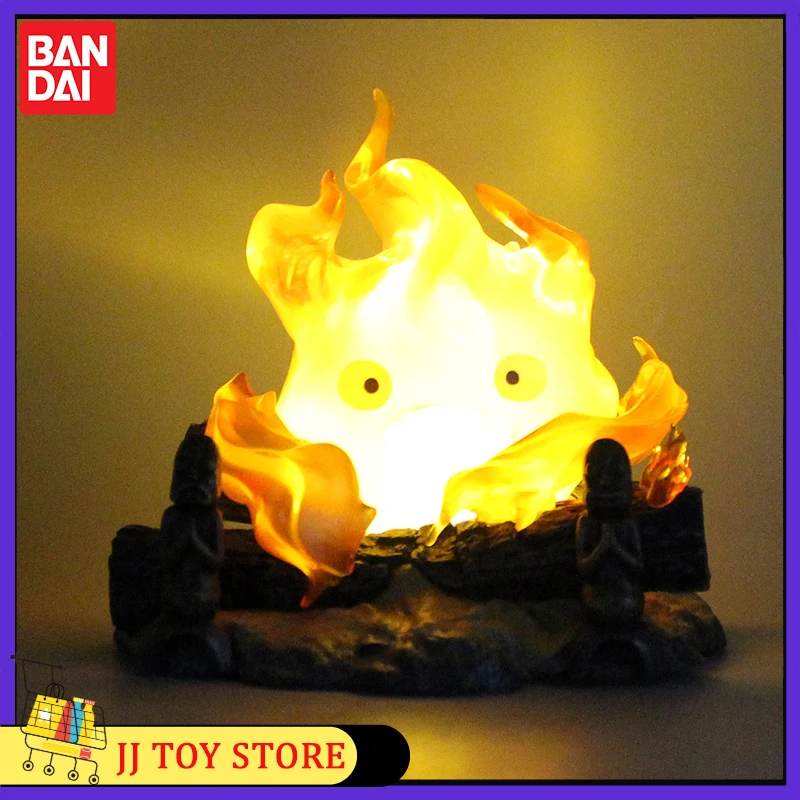 Cartoon Calcifer przedmioty lampa figurka Anime świeca Desktop figurki figurki Model z kreskówki kolekcja zabawek Ornament prezent dla dzieci