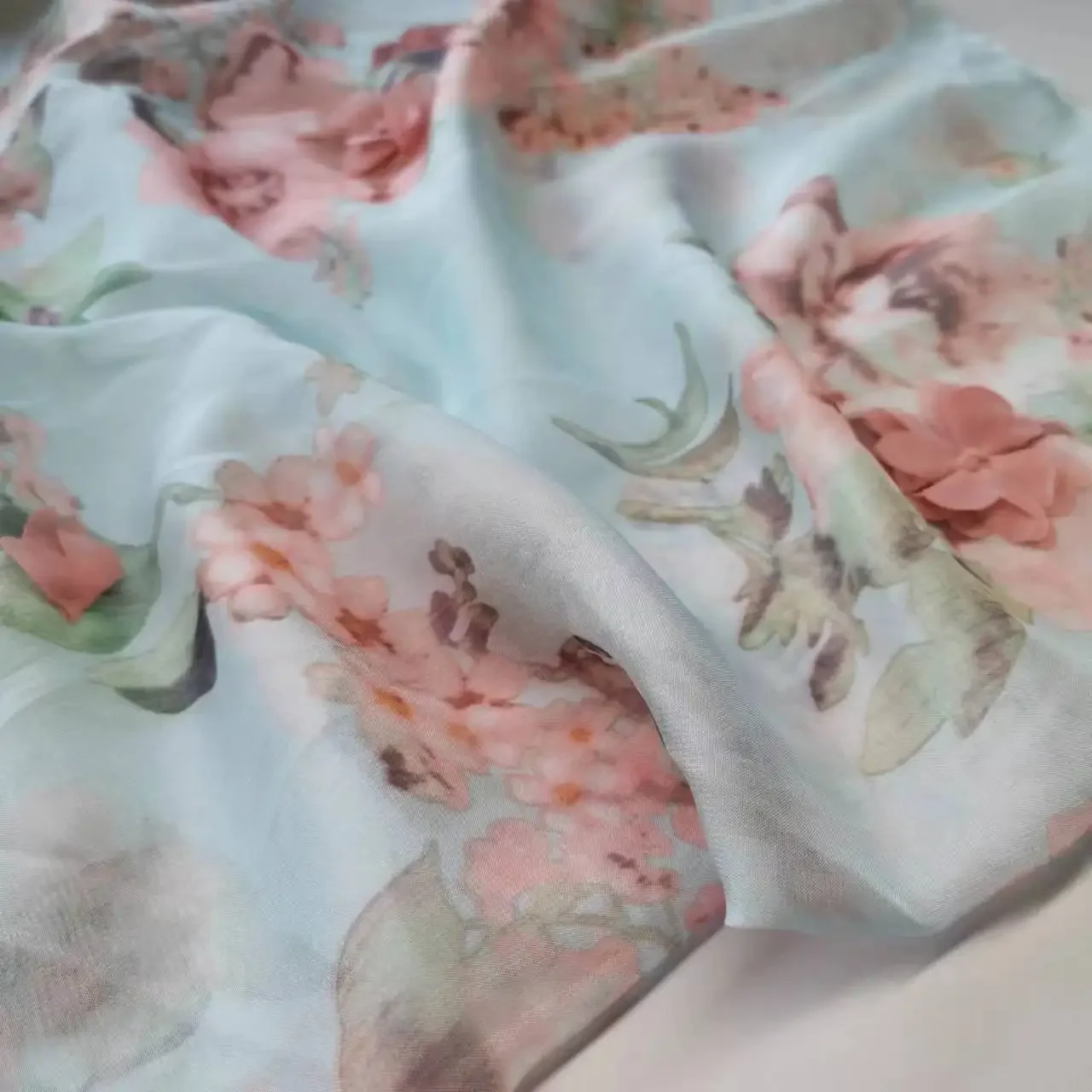 

On Sale 3 Yards Chiffon 3D Embroidery Floral Fabric 30D Thin Silky Light Flowing Lotus Print Soft Material
