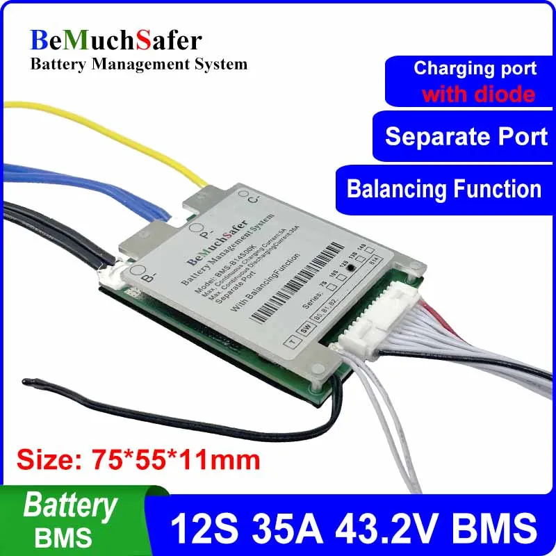 

12S 35A 43.2V Battery BMS With Balancing Function On/Off Switch 12S30A 12S35A 43V BMS for DIY E-Bike E-Scooter E-Motorcycles