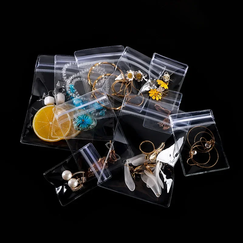 100pcs PVC Transparent Jewelry Ziploc Bag/Earrings Jewelry Jewelry Play Bracelet Self-sealing Packaging Storage Bag