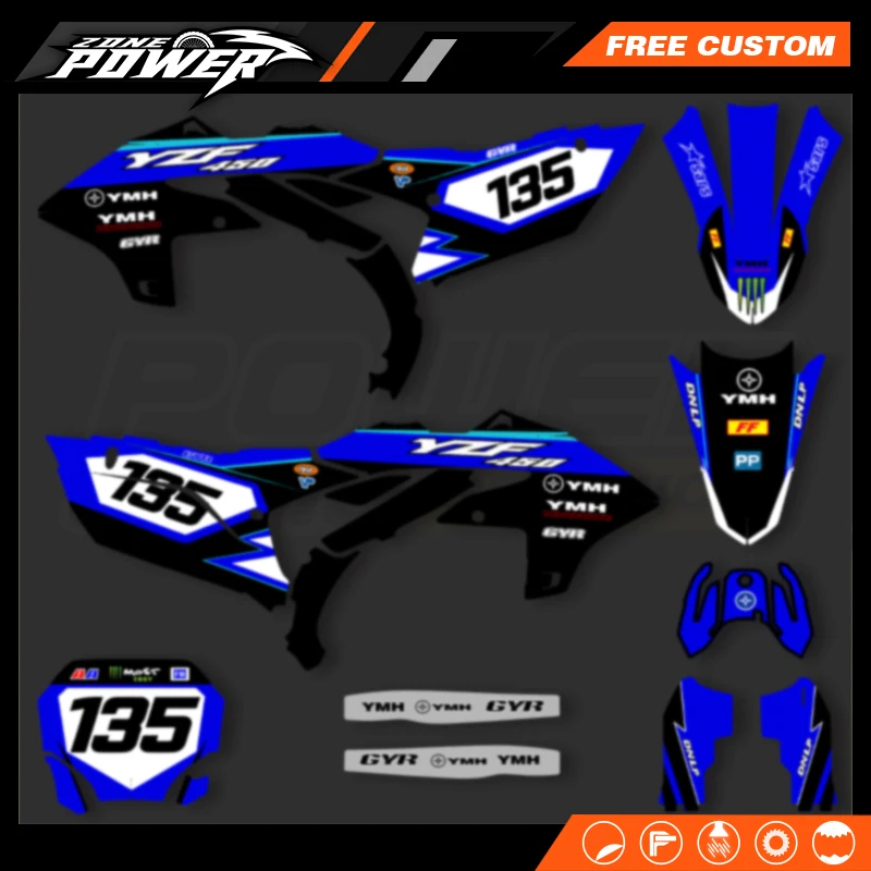 Powerzone New Style For Yamaha YZF450 2023 2024 2025 YZF250 2024 2025 2026 Motorcycle Fairing Graphics Decals Sticker Kits 01