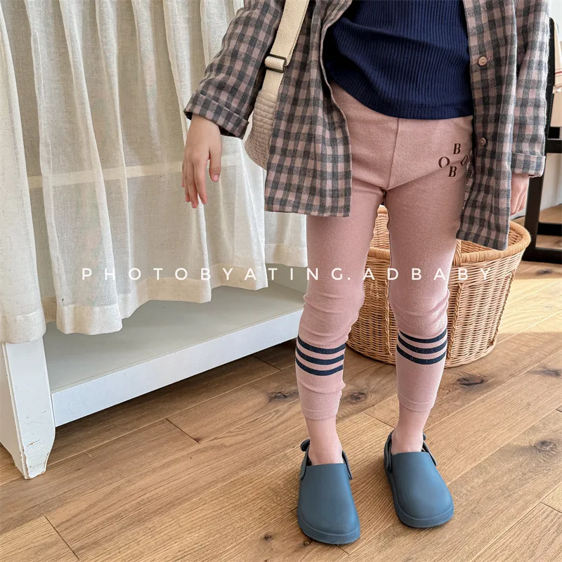 Baby Girl Letter Print Tight Pants Toddler Stretch Pants Kids Casual Versatile Trousers 2025 Autumn New Children Cotton Leggings