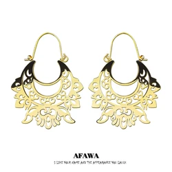 Bohemia Stainless Steel India Flower Hoop Earrings Women Gold Color Big Round Earrings Boho Jewery aros mujer moda 2026 E9350S01