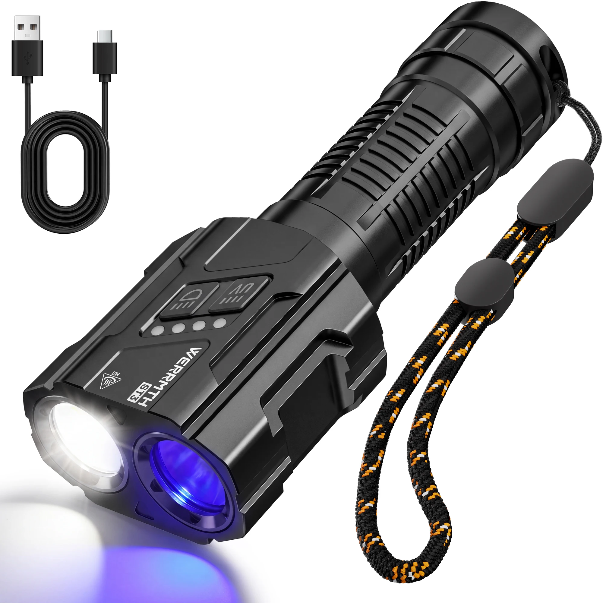 Waterproof 2‑in‑1 365NM UV and White Flashlight, Gift Box Packaged, Ideal Christmas Gift, Rechargeable Magnetic Blacklight Detector for Pet Stains & Scorpion
