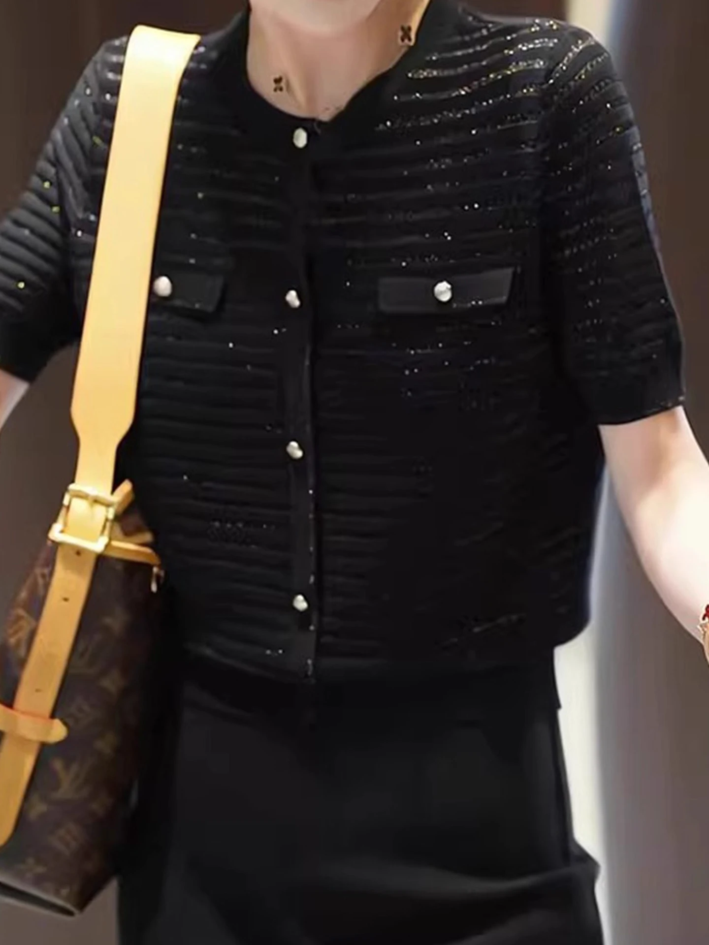 سترة مفتوحة محبوكة من الحرير الجليدي مستديرة Ne ort Sve سترة نسائية فضفاضة غير رسمية قابلة للتنفس وصديقة للبشرة صيفية #3