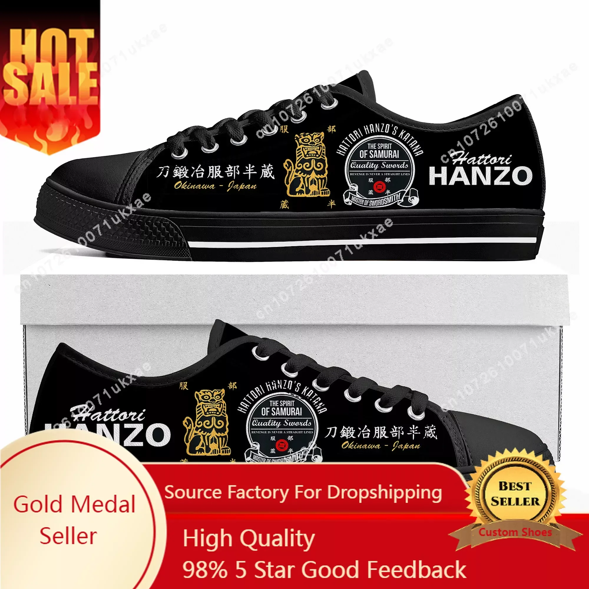 Kill Bill Hattori Hanzo Ninja Samurai Low Top Sneakers Mens Womens Teenager Canvas Sneaker Casual Custom Shoes Customize Shoe