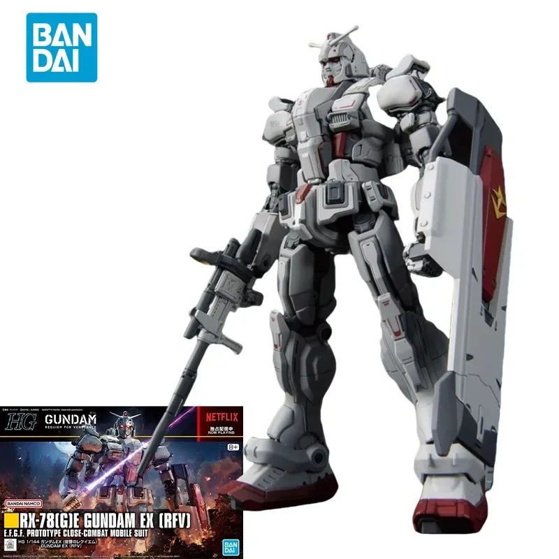 Bandai Original GUNDAM Anime Model HG 1/144 RX-78(G)E GUNDAM EX (RFV) Action Figure Assembly Model Toys Gifts for Children