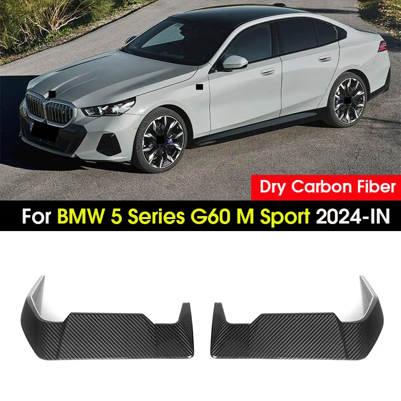 Real Dry Carbon Fiber Rear Bumper Side Canards Fin Flaps Trim For BMW 5 Series G60 M Sport 2024-IN Car Splitter Canard Body kit