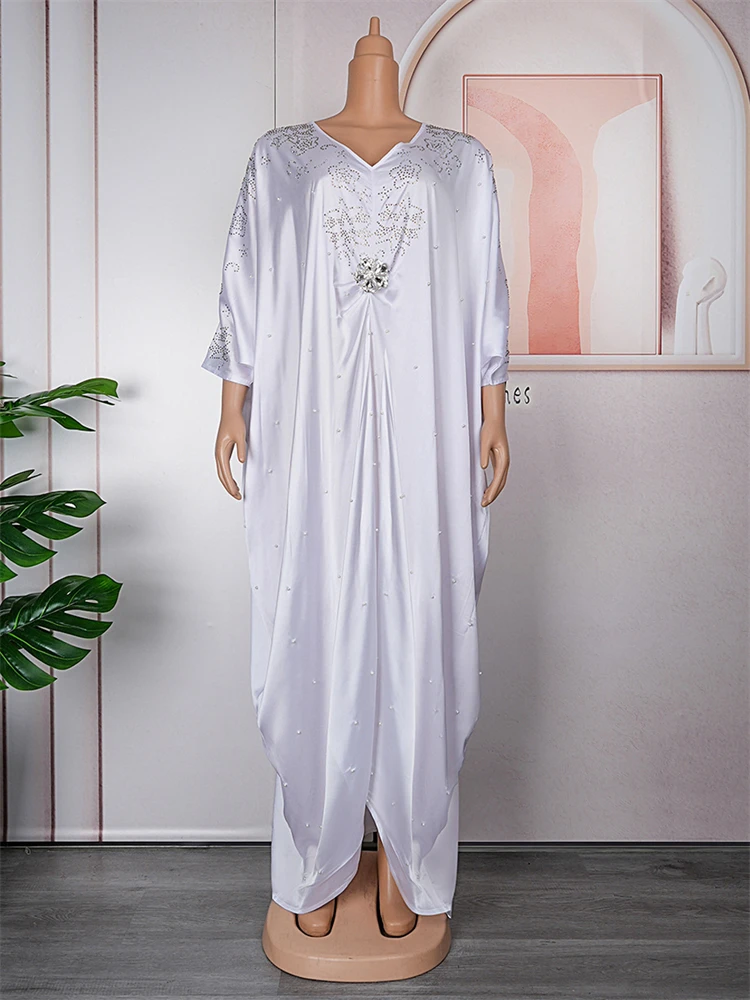 Crystal Long Dresses For Women Dubai Muslim Kaftan Abayas African Dashiki Outfits Elegant Ladies Maxi Robe Party Evening Gowns