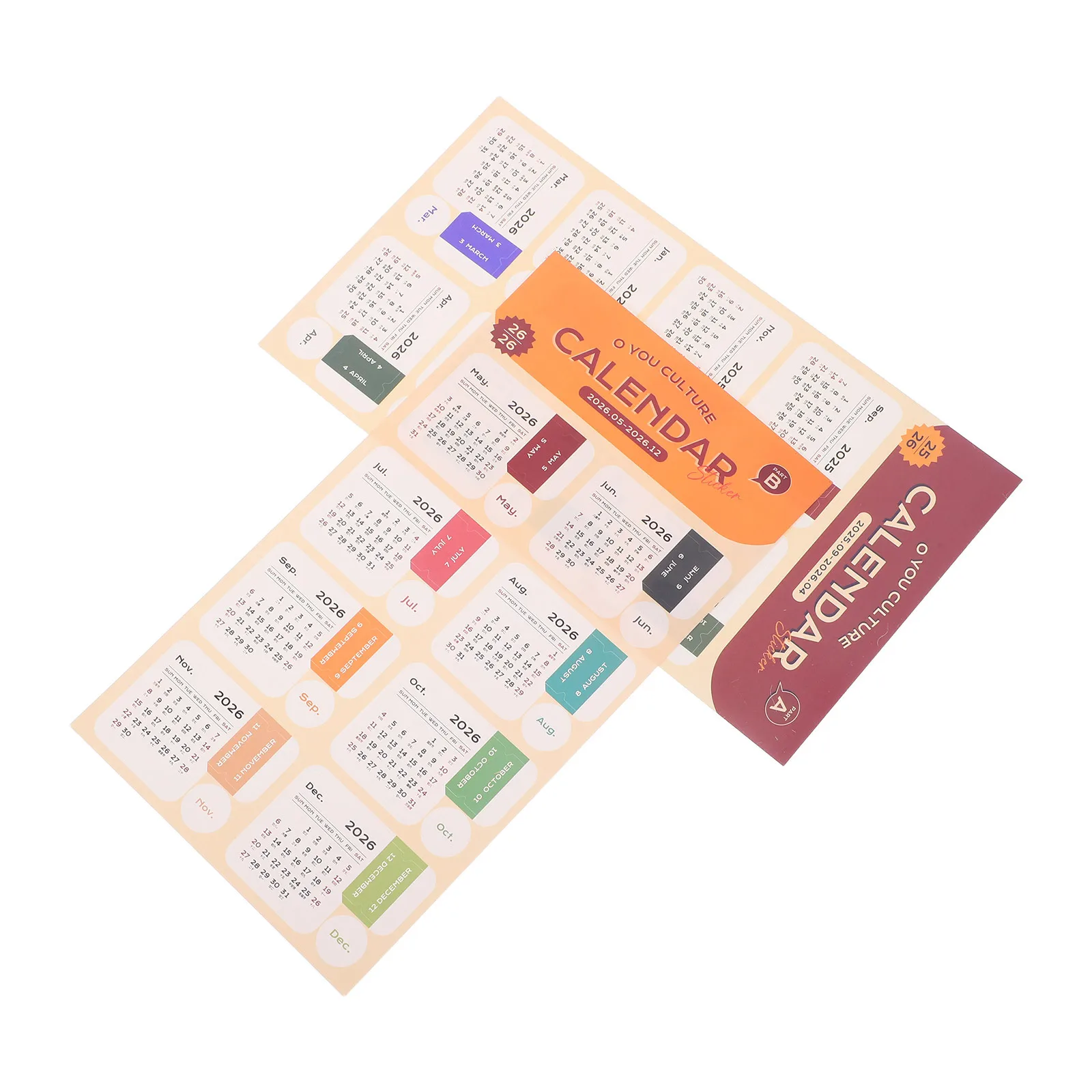 

Adhesive Calendar Stickers 2026 Monthly Planner Date Labels Candy Colors Easy Readability Versatile Usage Mini Stick-on Calendar
